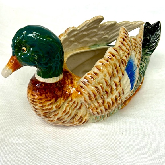 Vintage  10” ceramic mallard duck hand painted large planter Japan - Picture 4 of 10